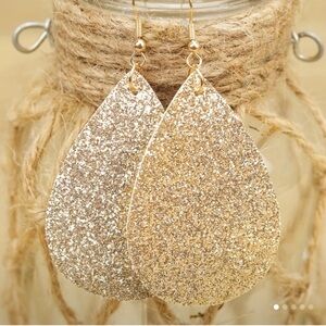 Gold Glitter Teardrop Earrings